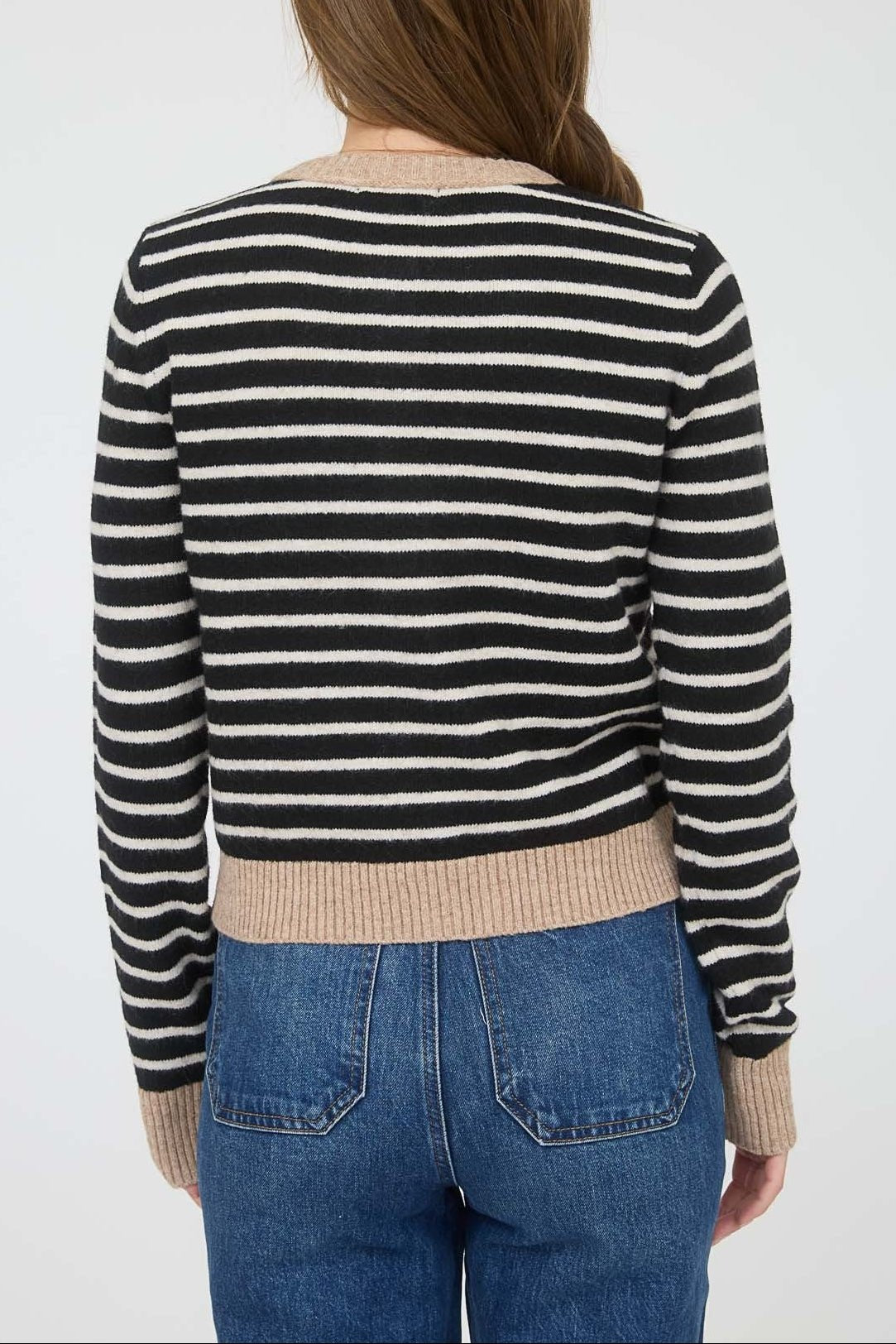 Gillian Stripe Colorblock Trim Button Down Cardigan - MTT Collective
