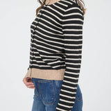 Gillian Stripe Colorblock Trim Button Down Cardigan - MTT Collective