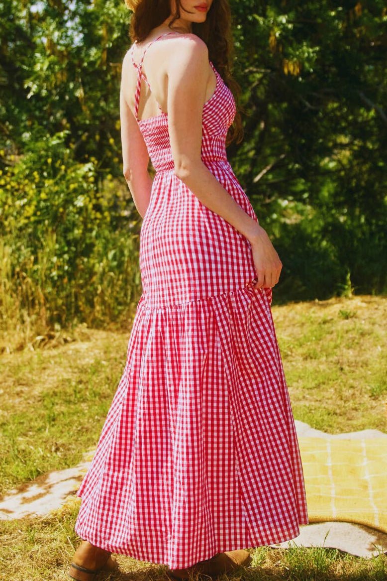 Giselle All - Over Check Print Smocked Maxi Dress - MTT Collective