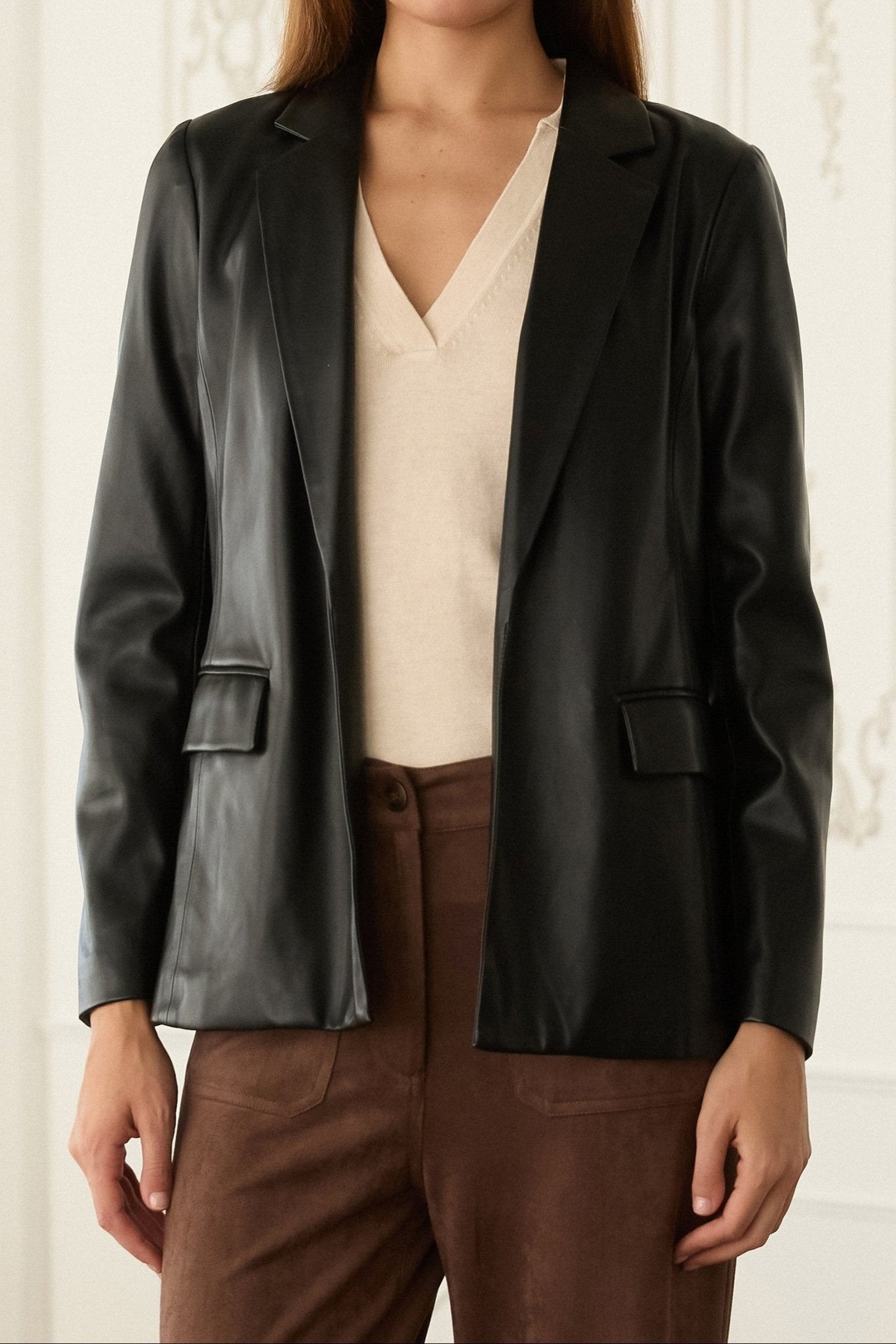 Gracelyn Faux Leather Blazer - MTT Collective