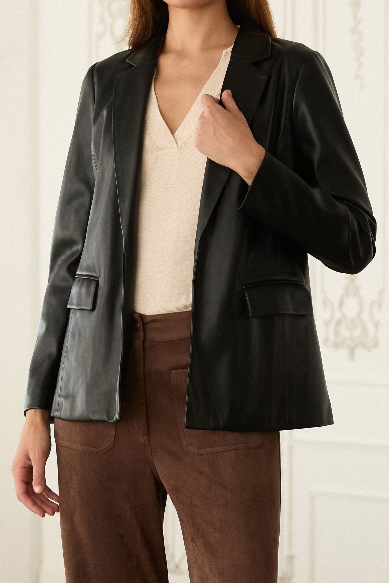 Gracelyn Faux Leather Blazer - MTT Collective
