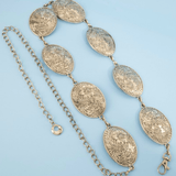 Gracelynn Flower Engraved Oval Concho Chain Belt - MTT Collective