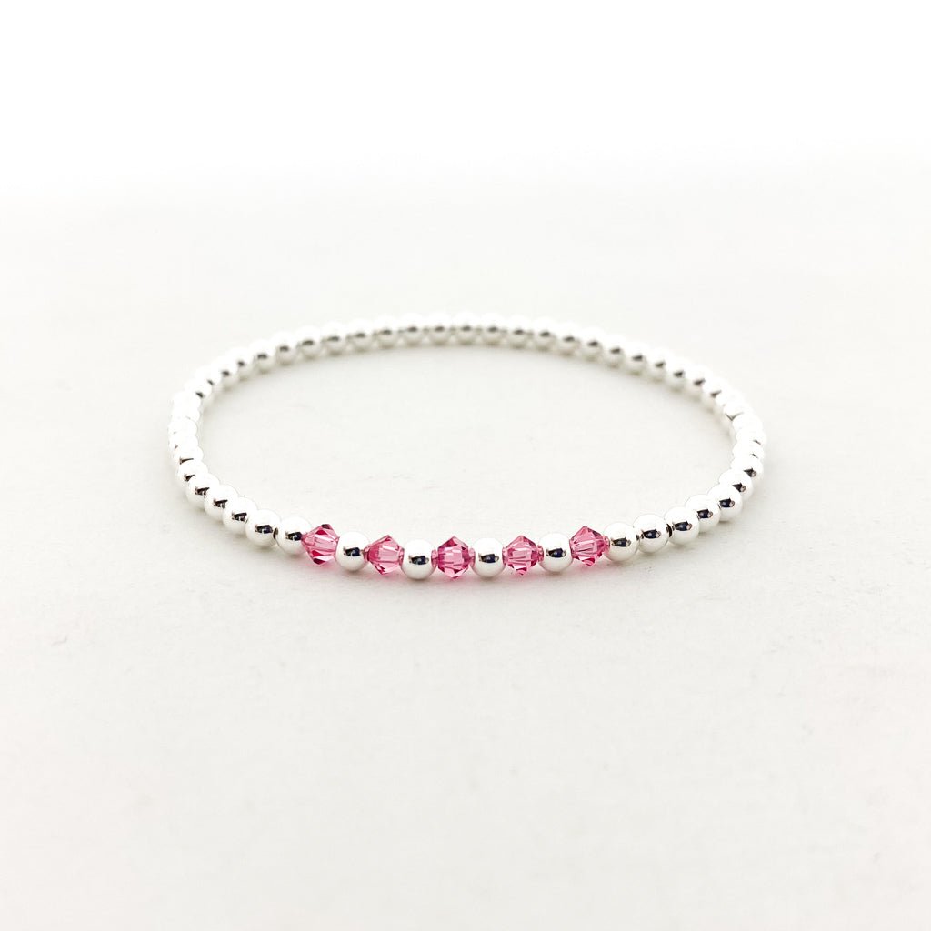 Gracie Beaded Birthstone Accented Bracelet | 3mm - MTT Collective