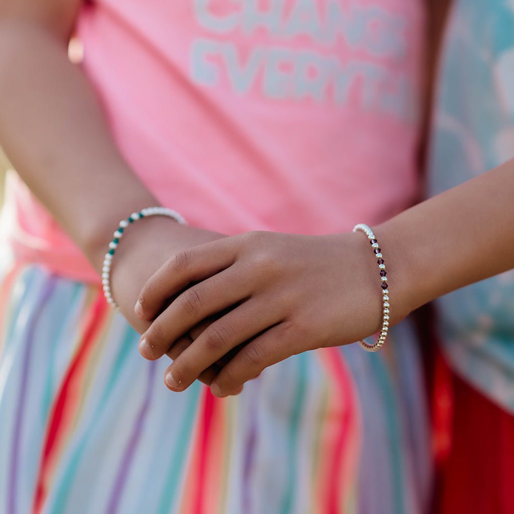 Gracie Beaded Birthstone Accented Kids Bracelet - MTT Collective