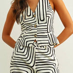 Grid Print Halter Neck Vest - MTT Collective