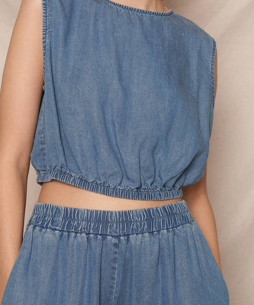 Gwen Drawstring Waist Cropped Top - MTT Collective