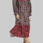 Harper Ruffle Mock Neck Midi Dress - MTT Collective