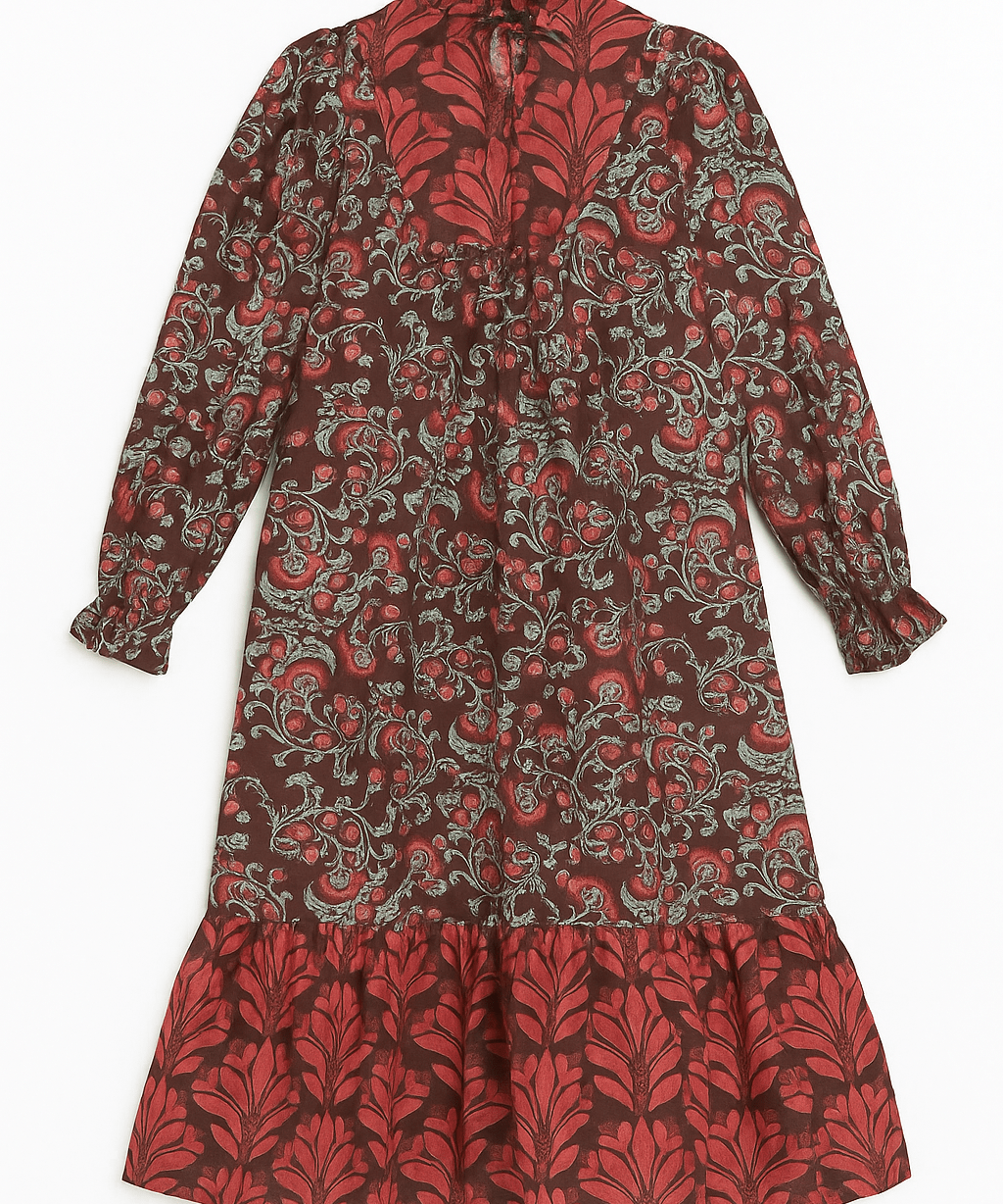Harper Ruffle Mock Neck Midi Dress - MTT Collective