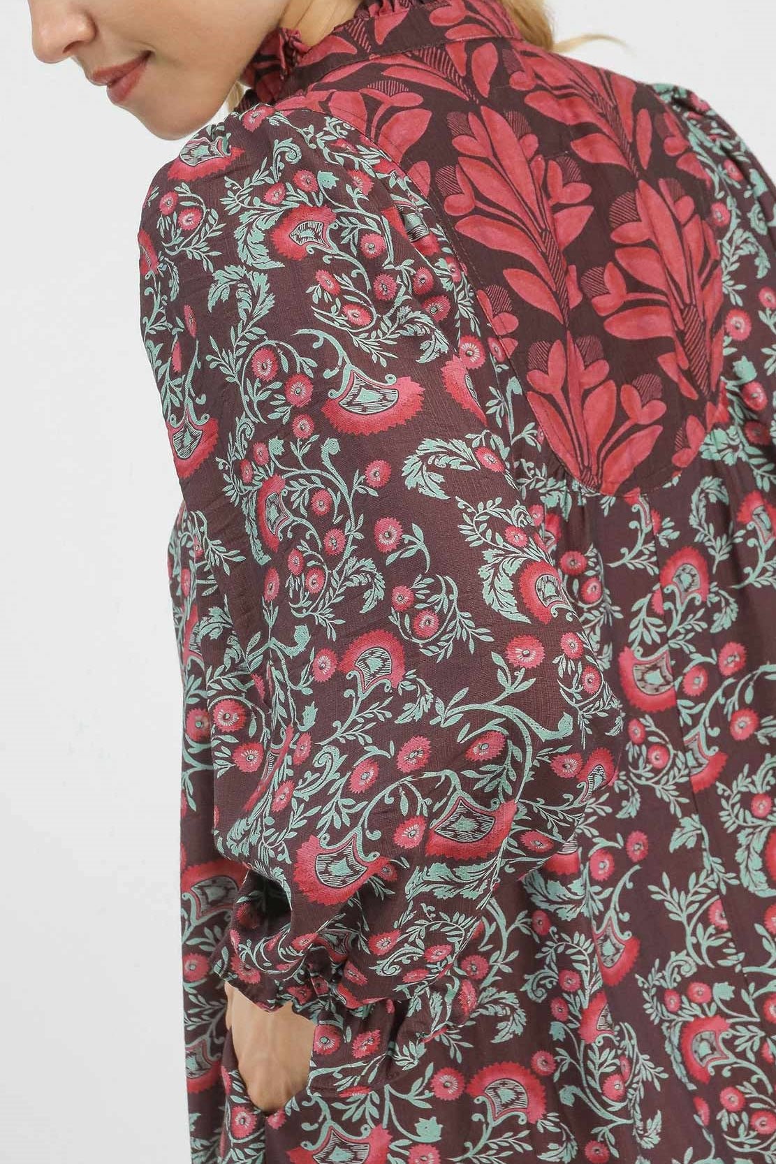 Harper Ruffle Mock Neck Midi Dress - MTT Collective