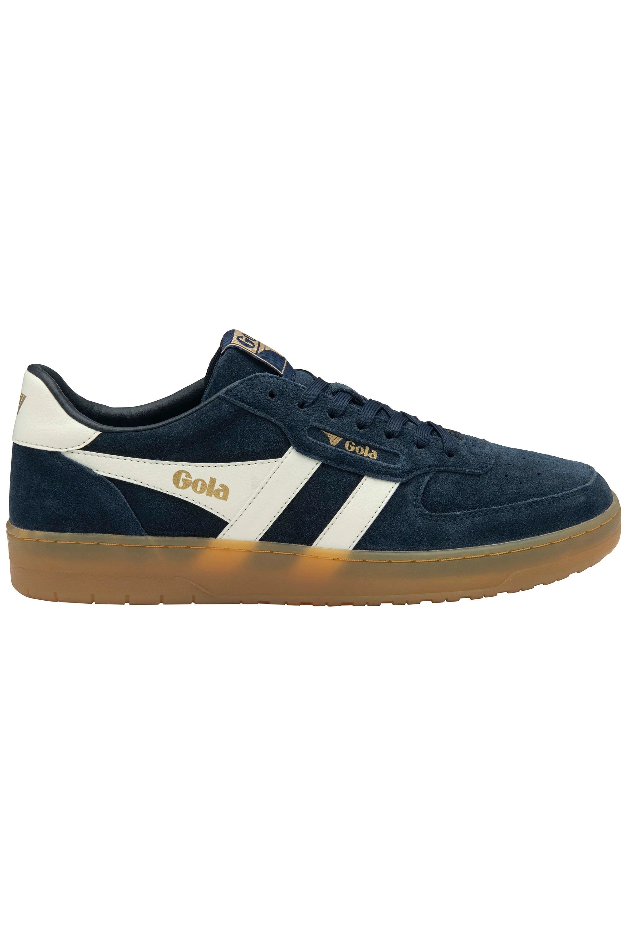 Gola Hawk Suede 86 Trainer - Navy/Off White/Gum - Side View