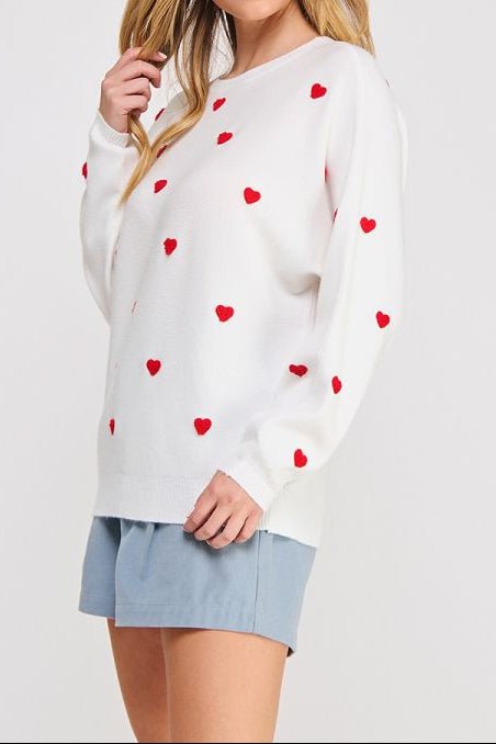 Heart Contrast Dolman Sweater - MTT Collective
