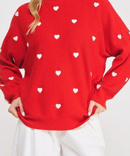 Heart Contrast Dolman Sweater - MTT Collective