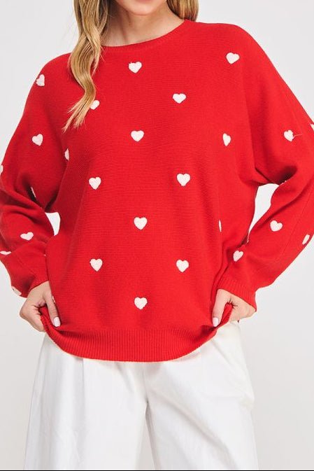 Heart Contrast Dolman Sweater - MTT Collective