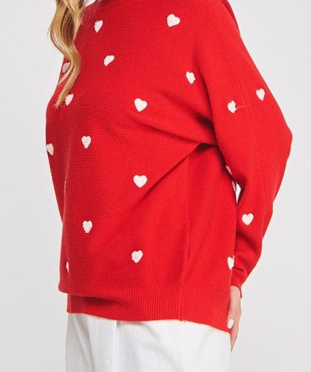Heart Contrast Dolman Sweater - MTT Collective