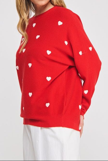 Heart Contrast Dolman Sweater - MTT Collective