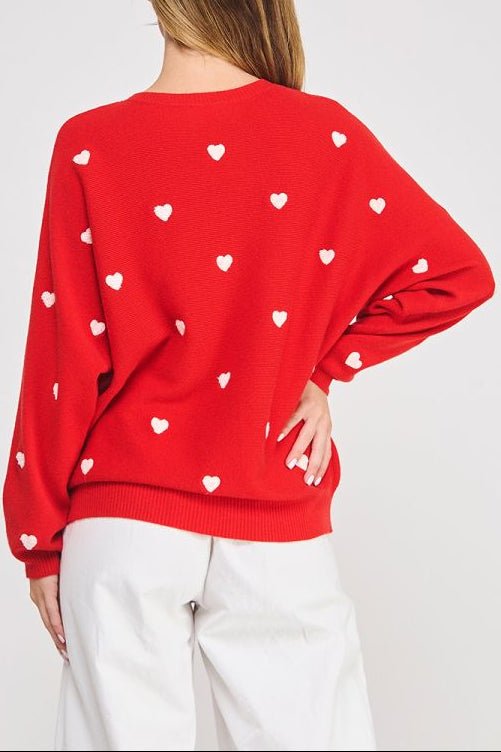 Heart Contrast Dolman Sweater - MTT Collective