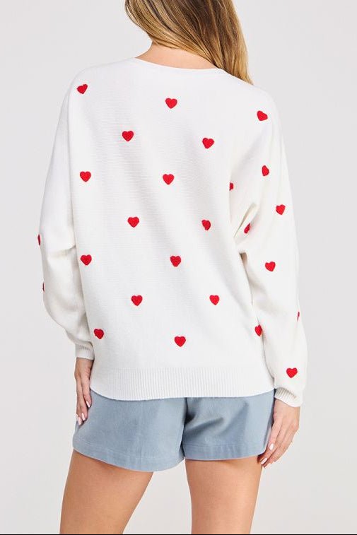 Heart Contrast Dolman Sweater - MTT Collective