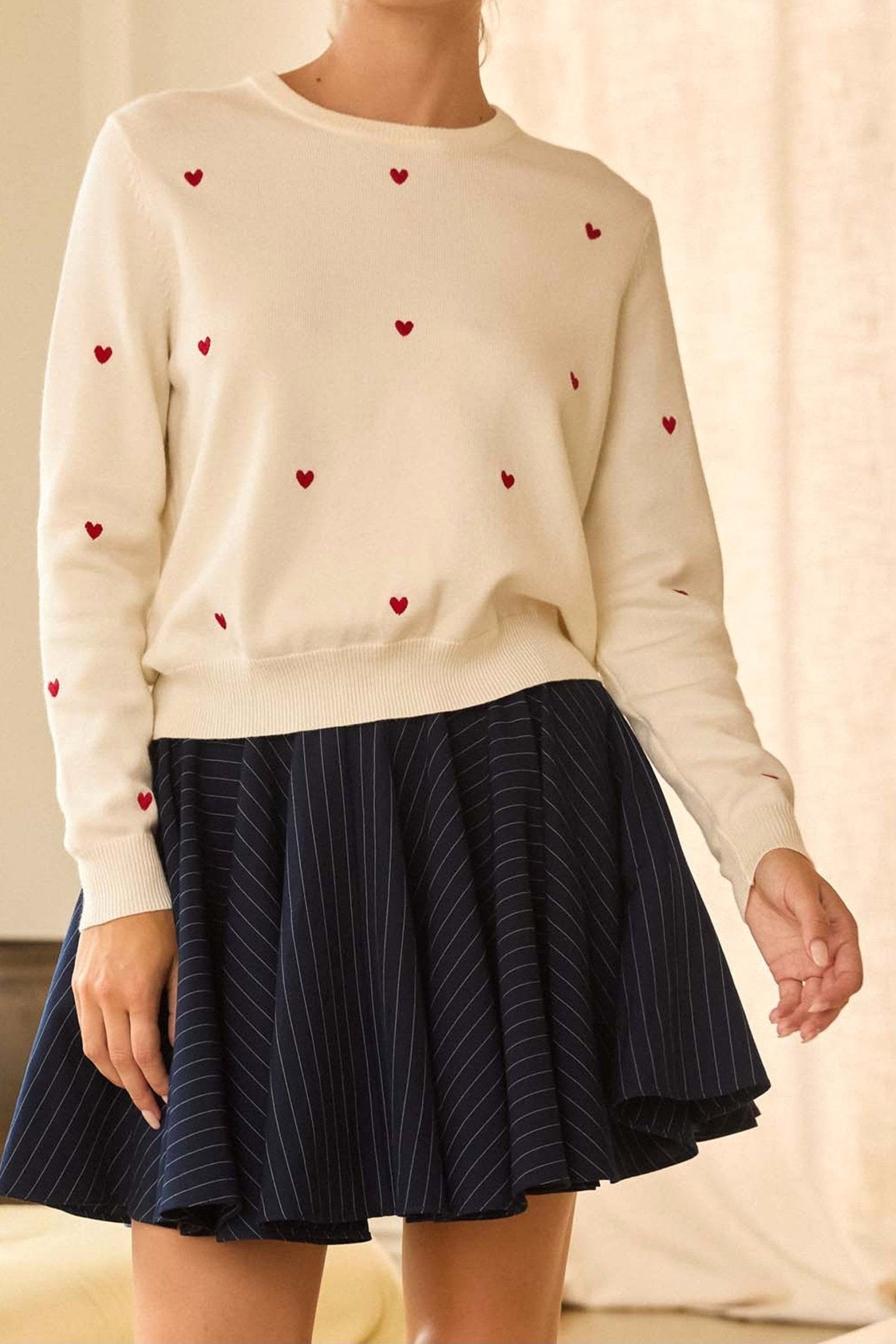 Heart Embroidery Sweater Top - MTT Collective