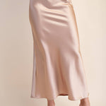Helena Waist Elastic Band Midi Satin Skirt - MTT Collective