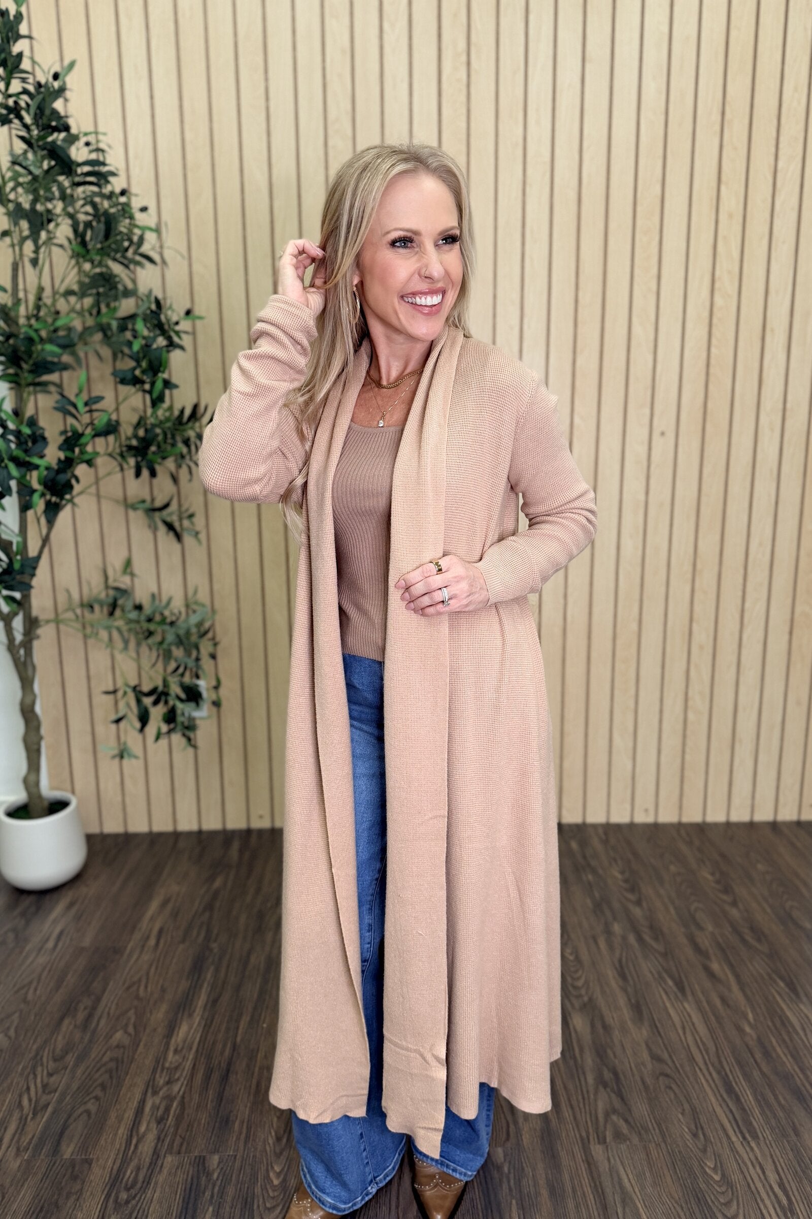 Hollis Waffle Long Cardigan