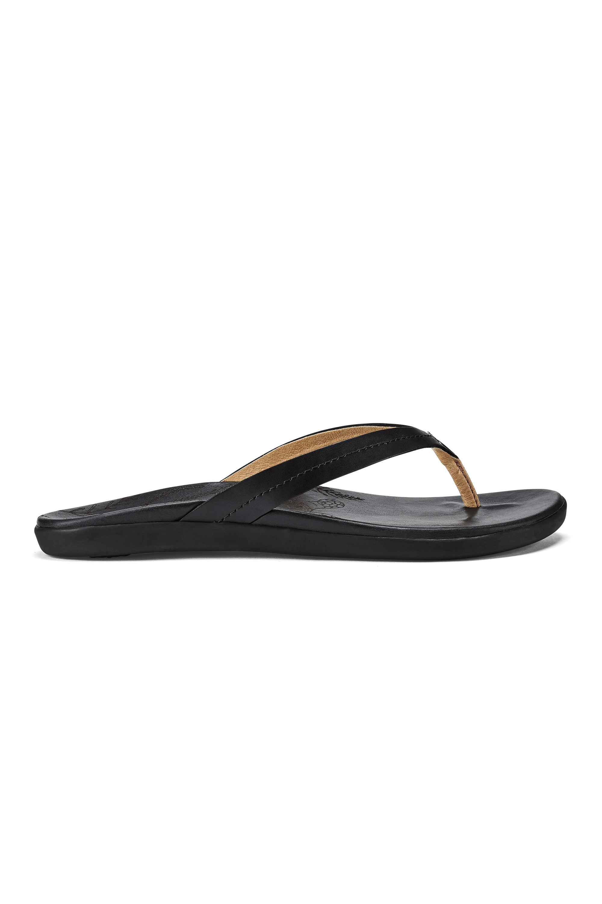 OluKai Honu leather beach sandal in Black