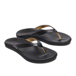 OluKai Honu leather beach sandal in Black