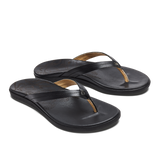 OluKai Honu leather beach sandal in Black