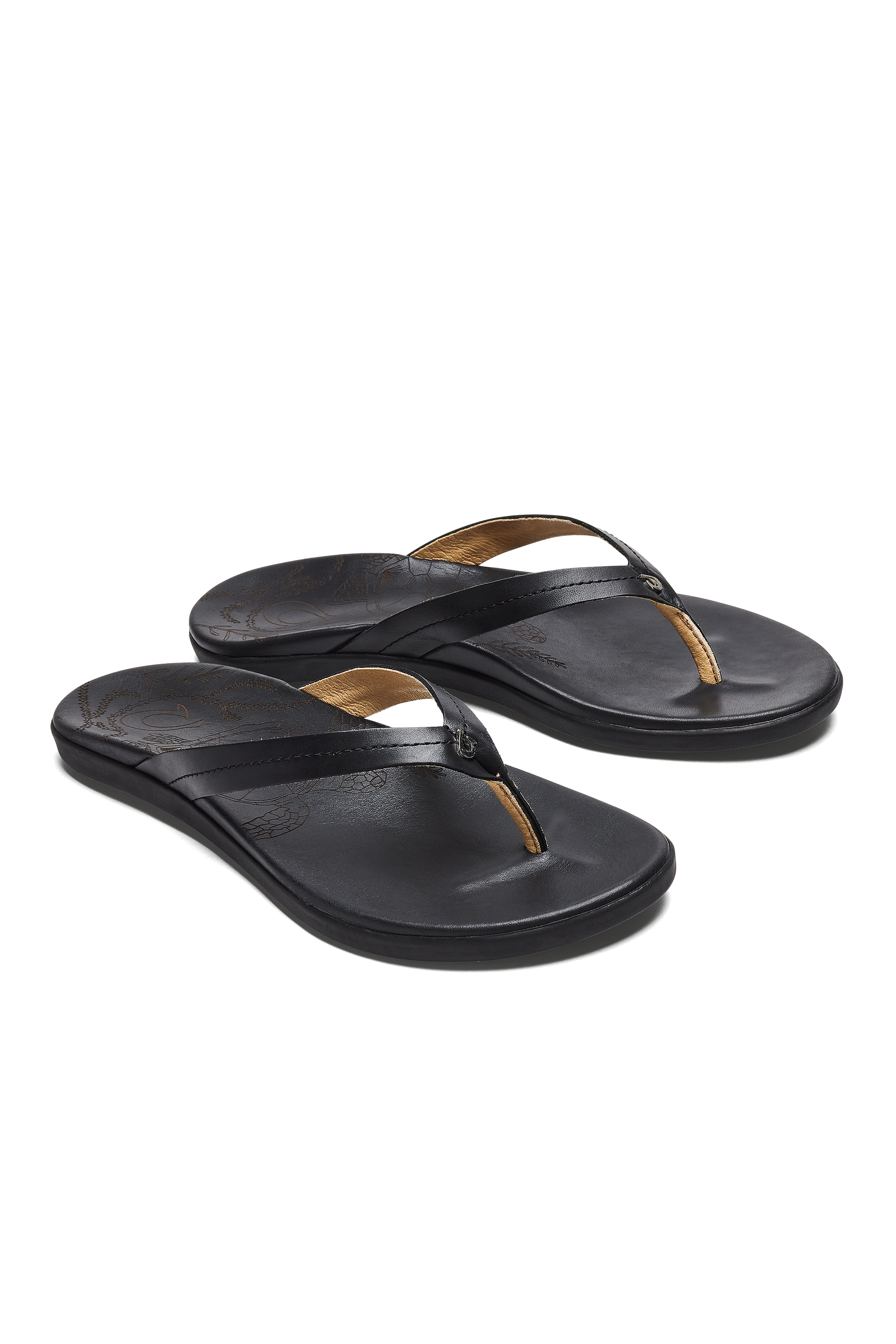 OluKai Honu leather beach sandal in Black