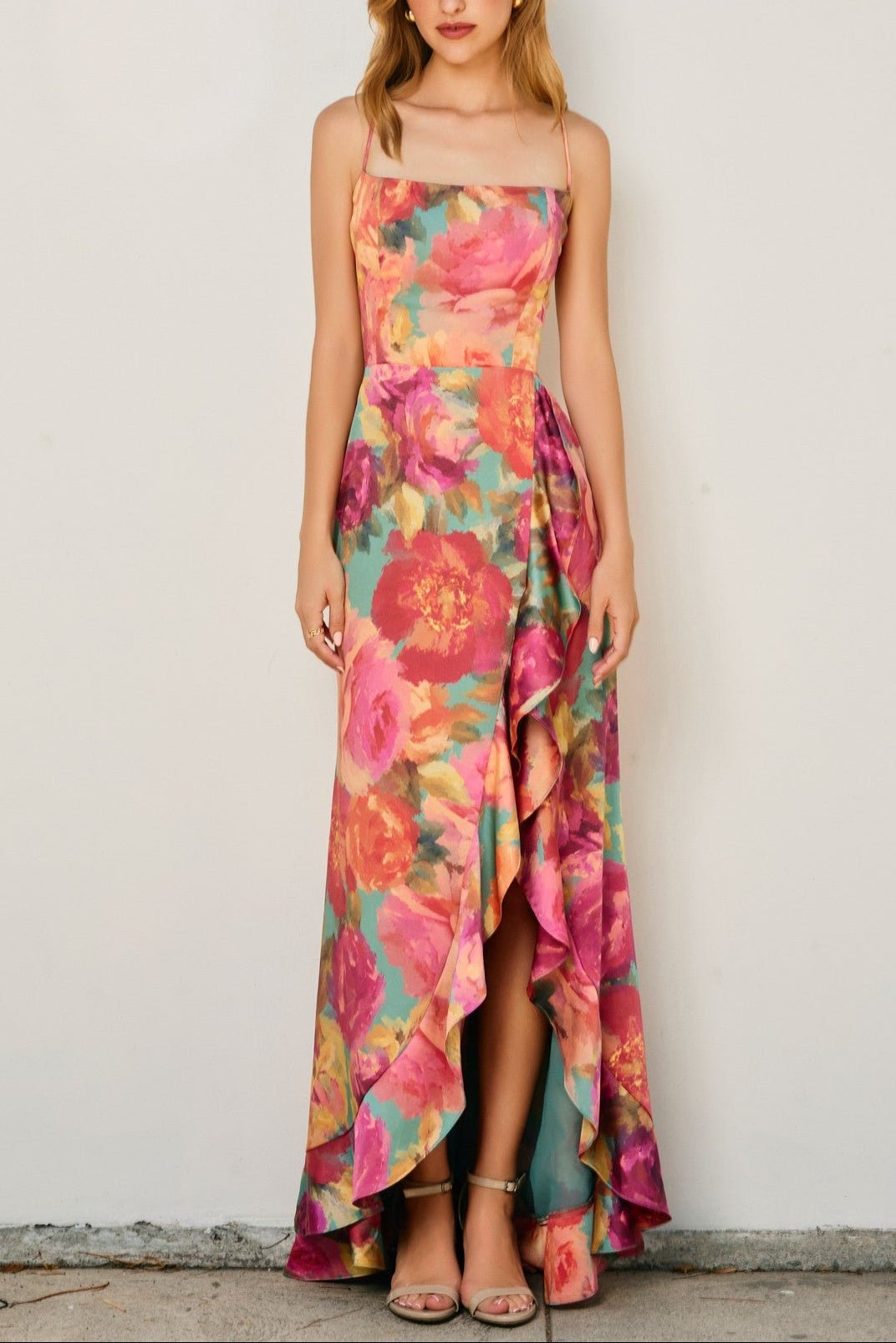 Isabella Floral Satin Maxi Dress - MTT Collective