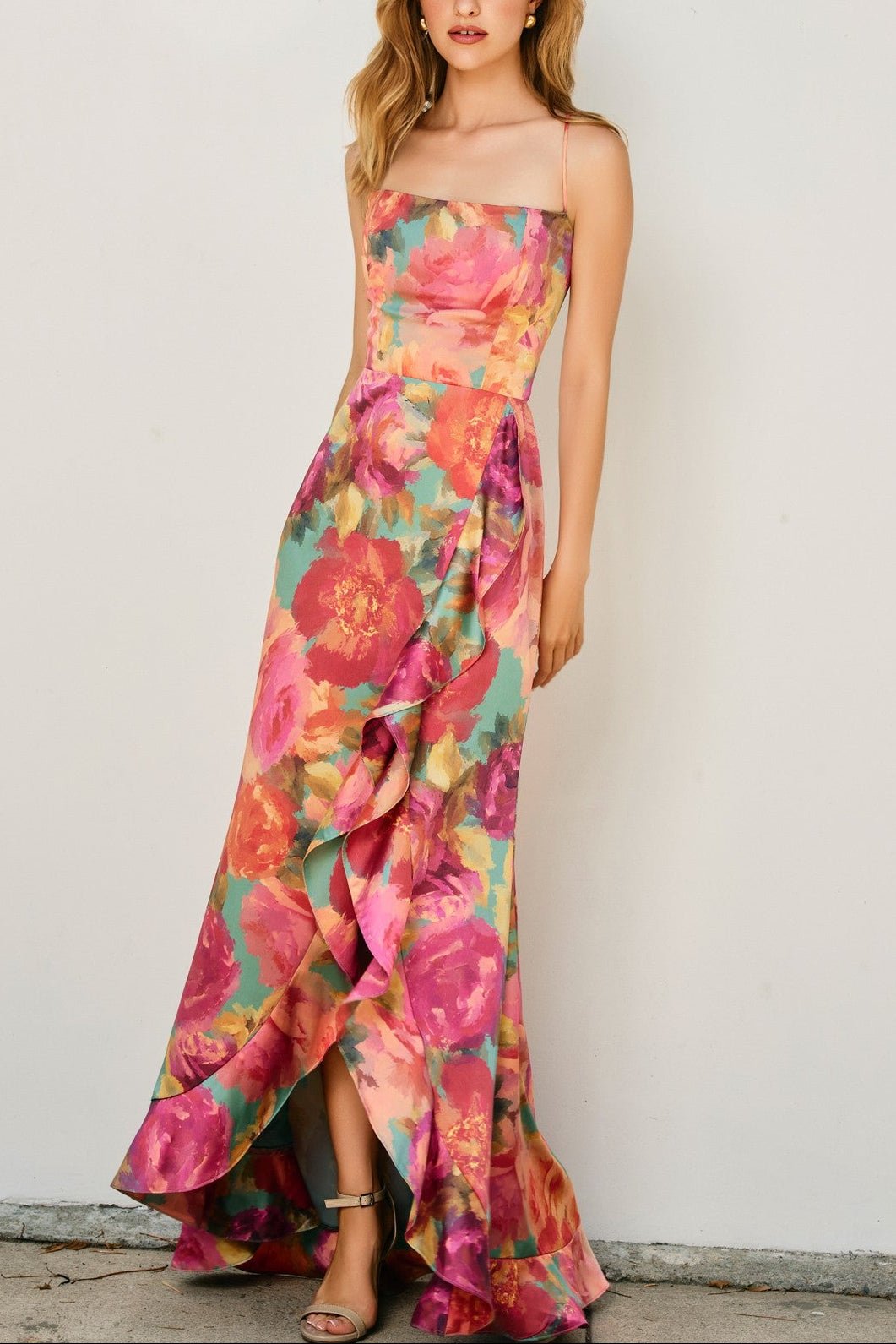 Isabella Floral Satin Maxi Dress - MTT Collective