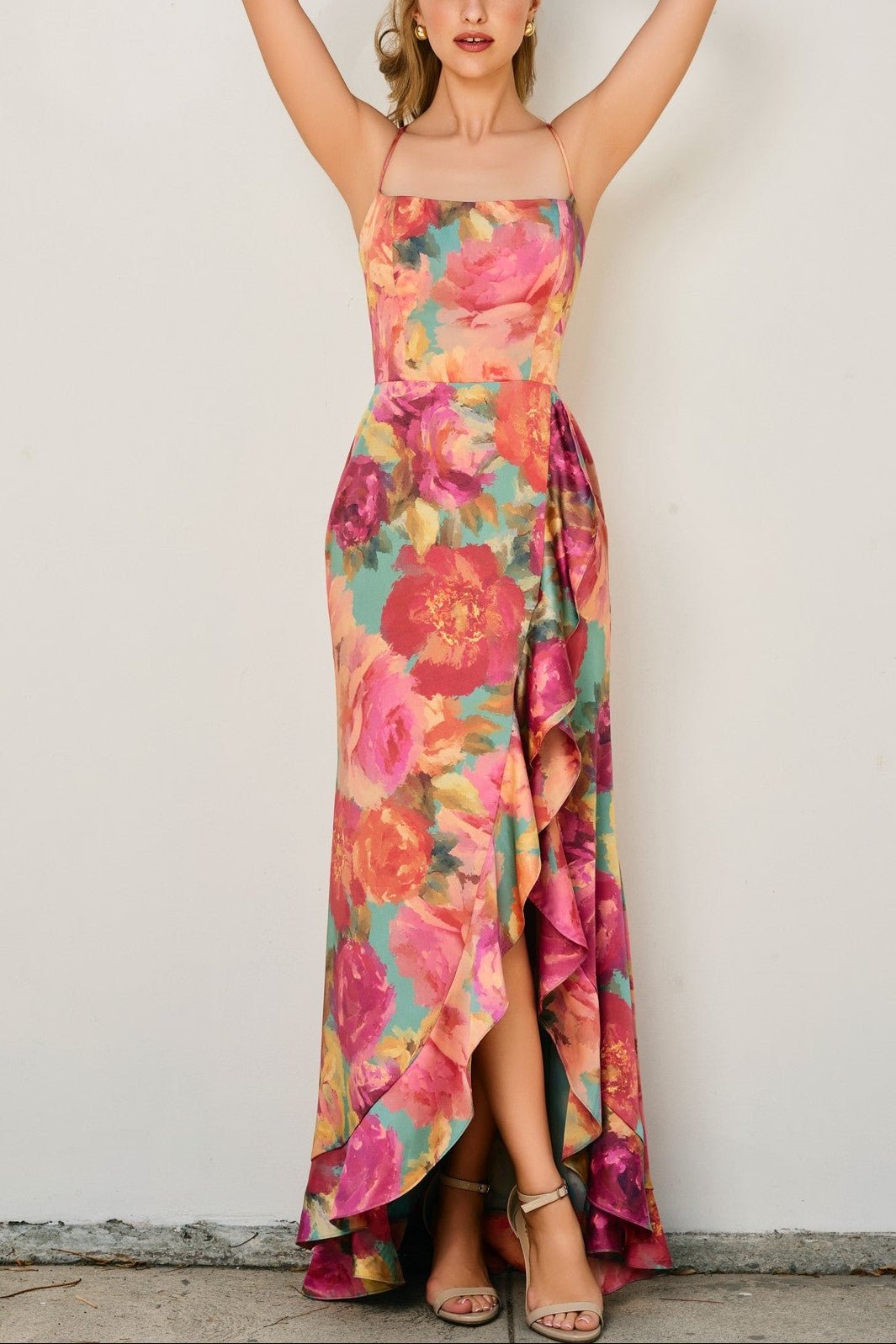 Isabella Floral Satin Maxi Dress - MTT Collective