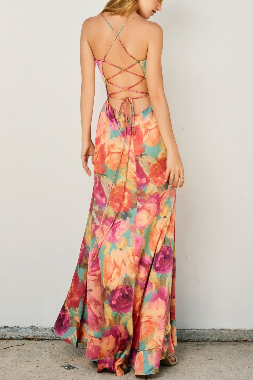 Isabella Floral Satin Maxi Dress - MTT Collective