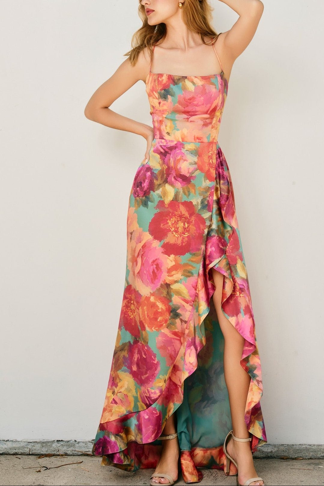 Isabella Floral Satin Maxi Dress - MTT Collective