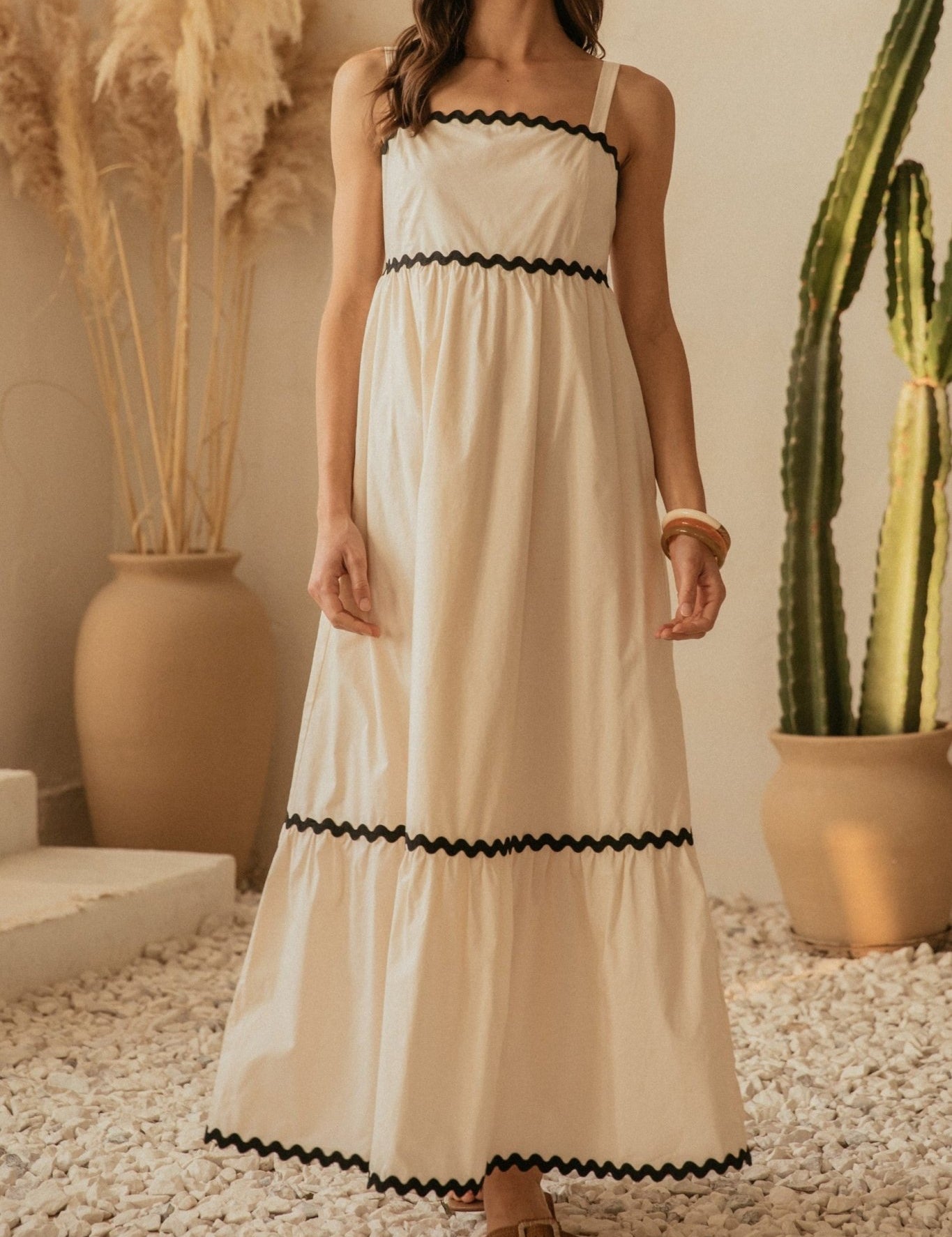 Isabella Ric Rac Trim Cotton Midi Dress - MTT Collective