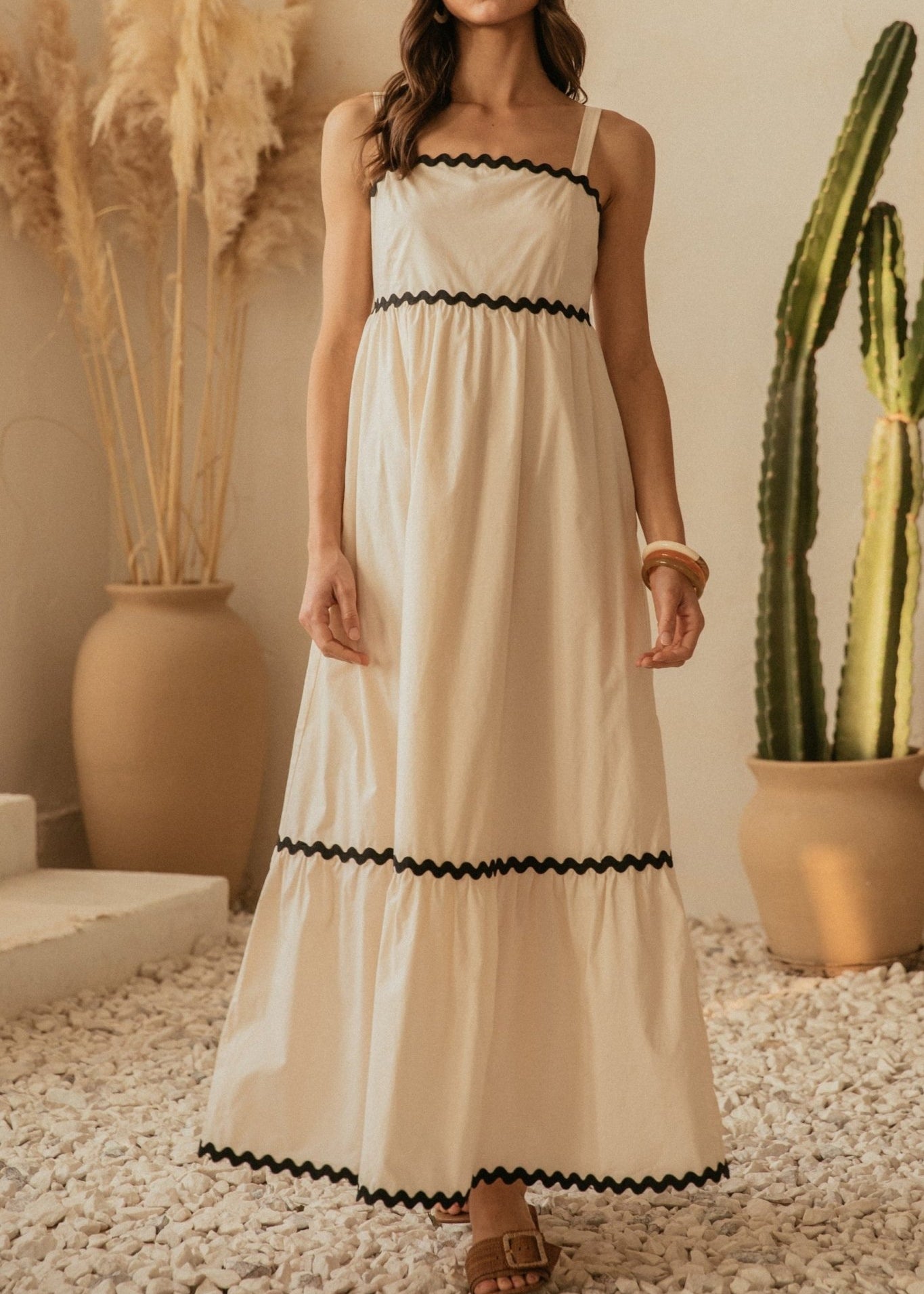 Isabella Ric Rac Trim Cotton Midi Dress - MTT Collective