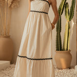 Isabella Ric Rac Trim Cotton Midi Dress - MTT Collective