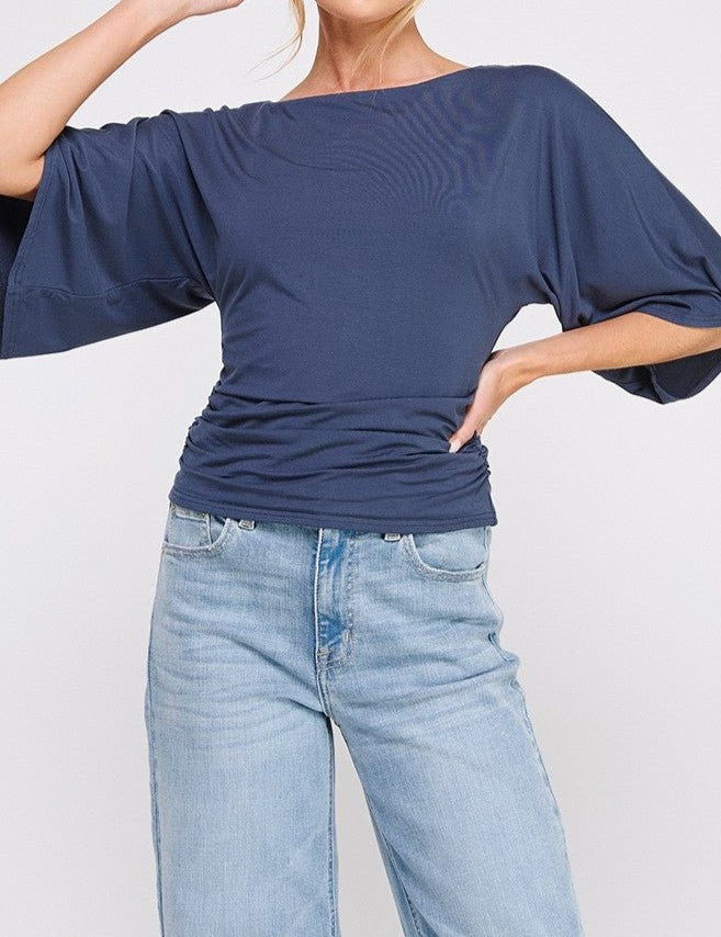 Isla Double Knit Angel Sleeve Cinch Top - MTT Collective