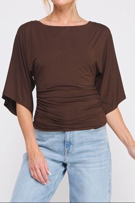 Isla Double Knit Angel Sleeve Cinch Top - MTT Collective