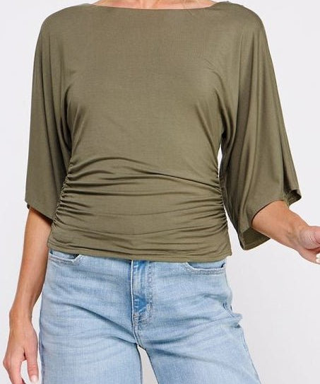 Isla Double Knit Angel Sleeve Cinch Top - MTT Collective