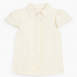 Ivory Lace Flutter Sleeve Button - Down Top - MTT Collective