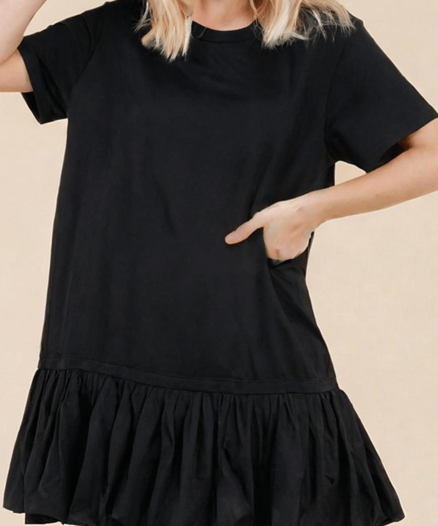 Janelle T-Shirt Bubble Trim Dress - MTT Collective