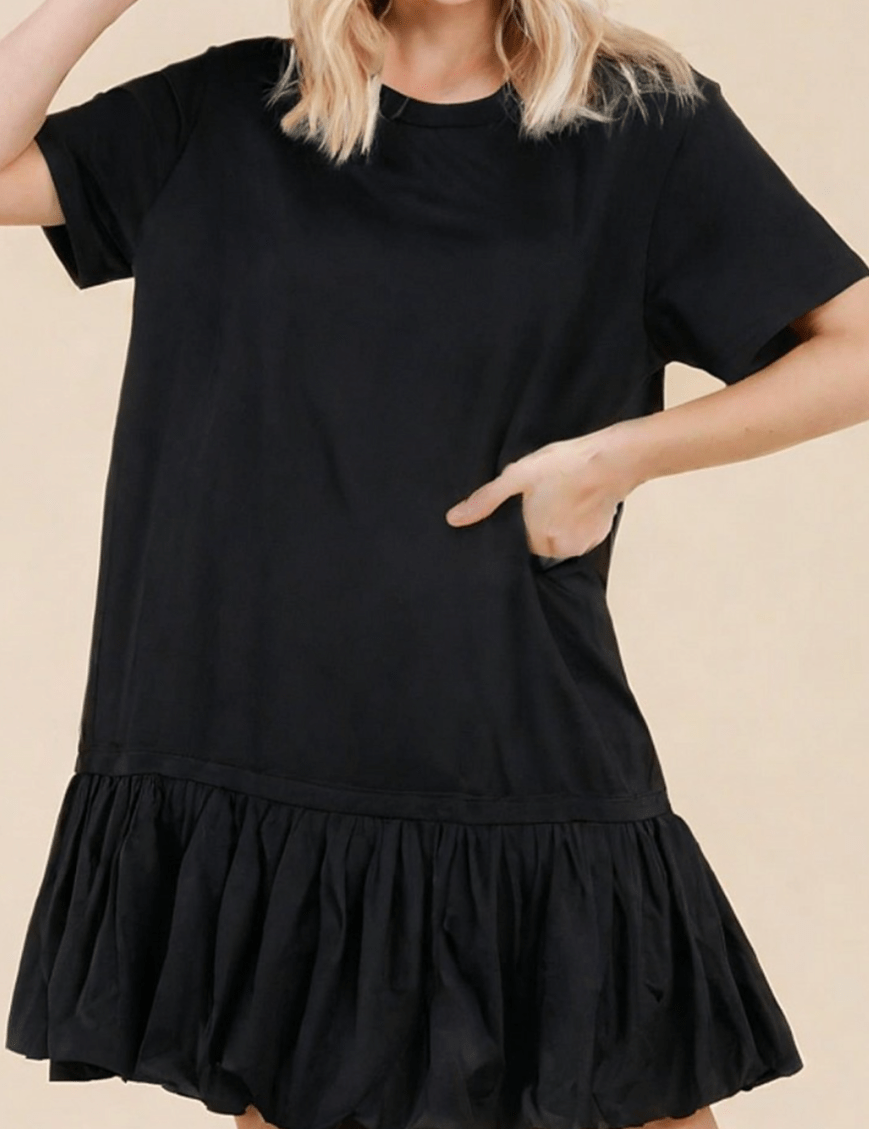Janelle T-Shirt Bubble Trim Dress - MTT Collective