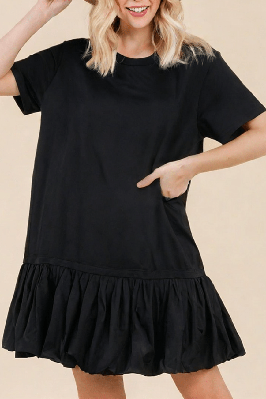 Janelle T-Shirt Bubble Trim Dress - MTT Collective