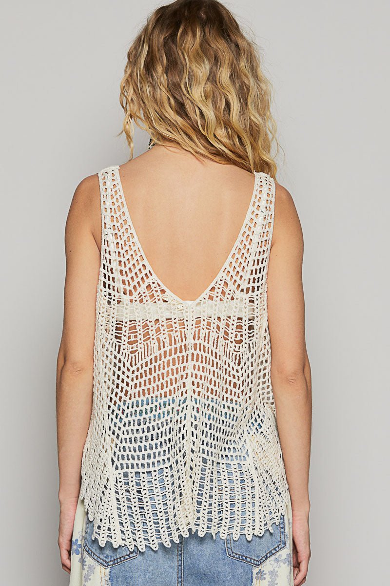 Janice Sleeveless Woven Crotchet Top - MTT Collective