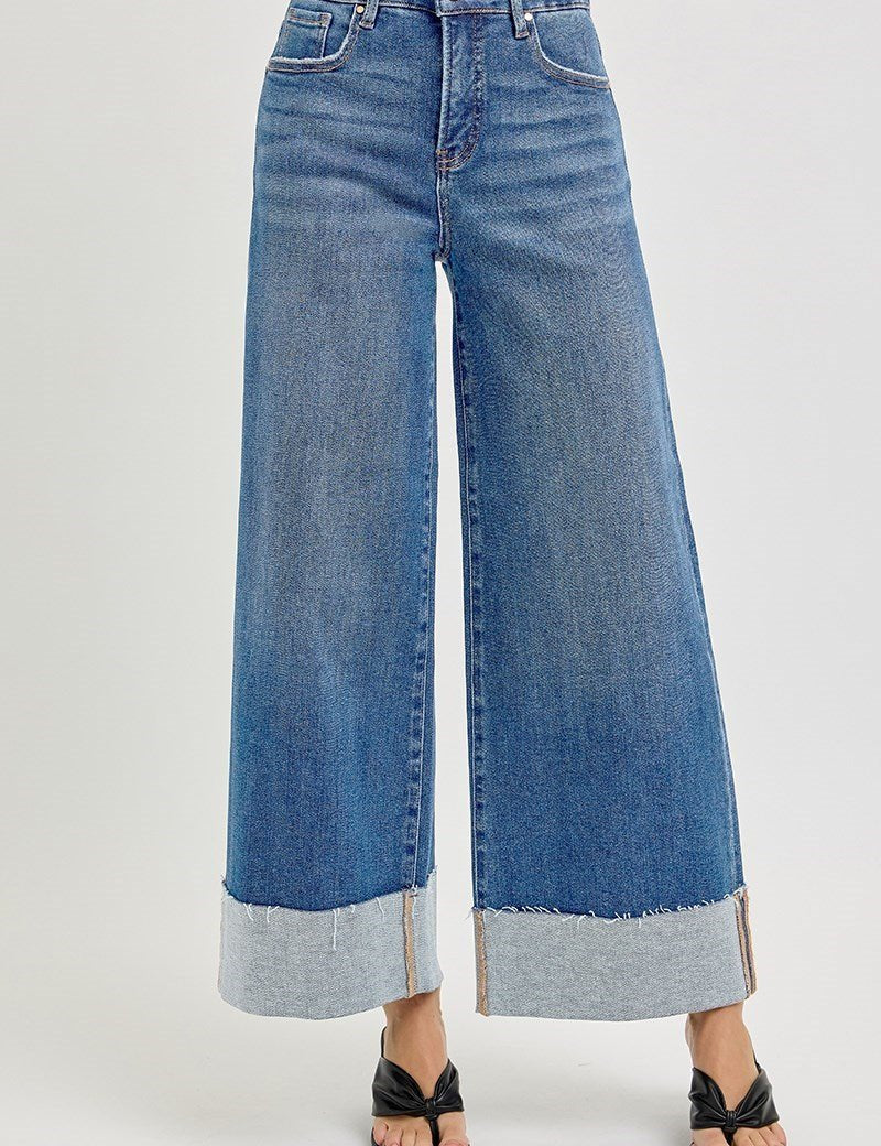 Janie High Rise Crop Wide Cuffed Jeans - MTT Collective