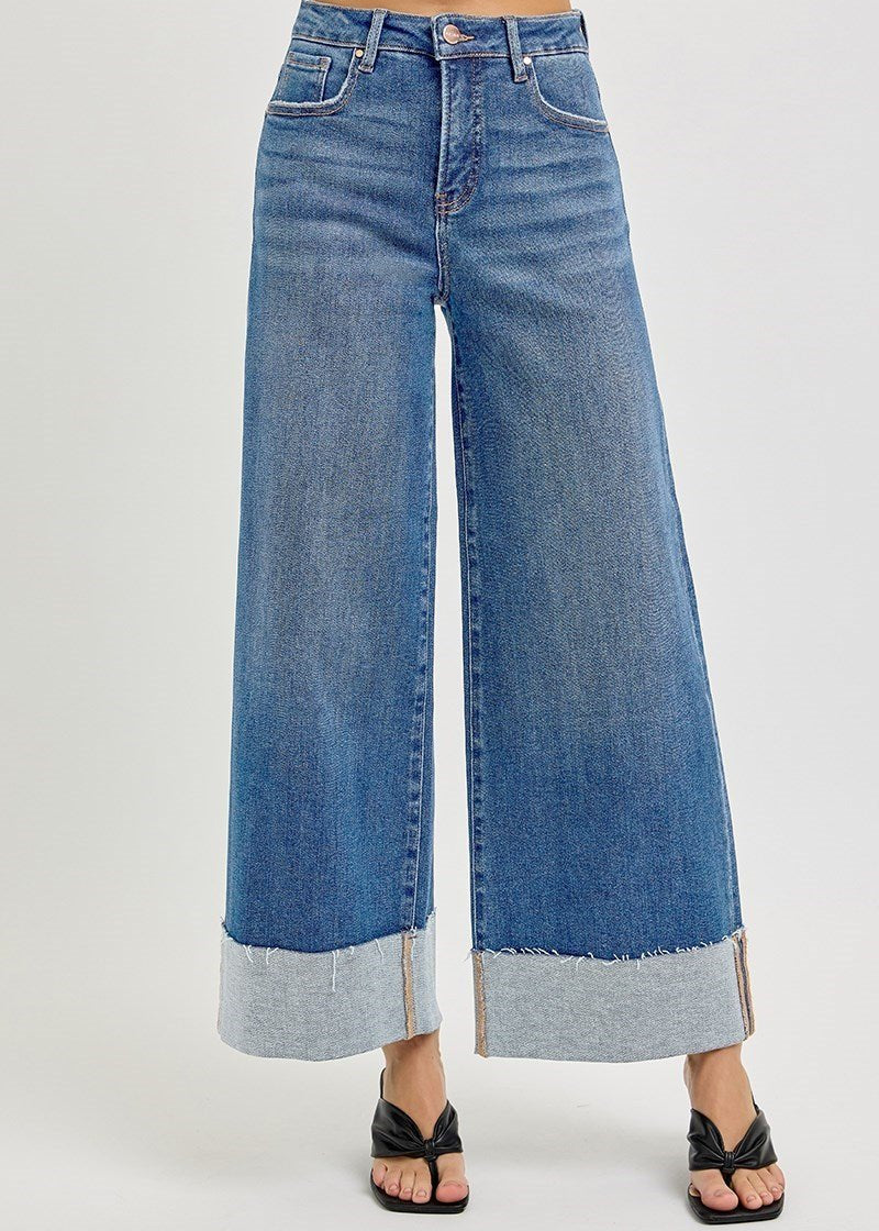Janie High Rise Crop Wide Cuffed Jeans - MTT Collective