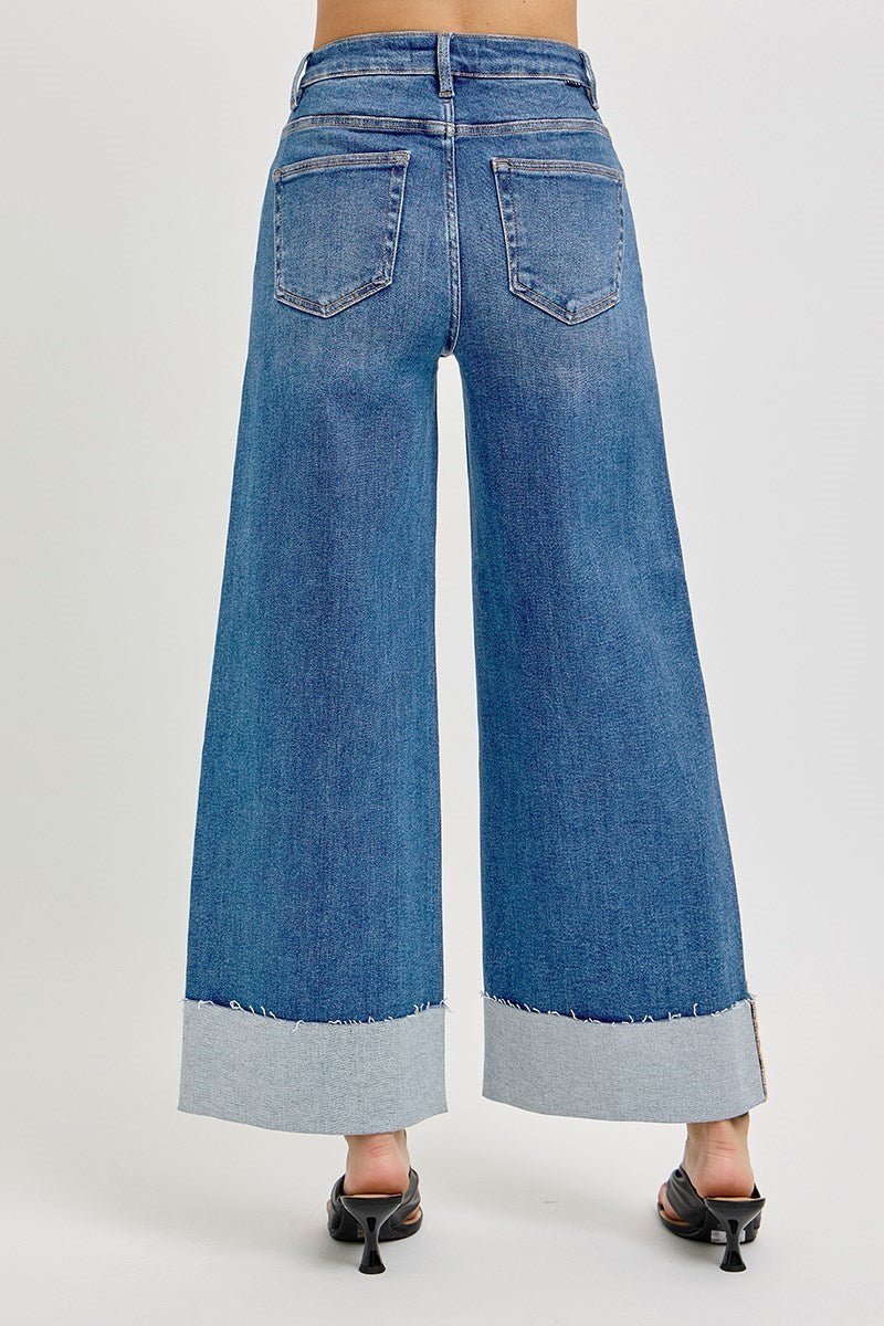 Janie High Rise Crop Wide Cuffed Jeans - MTT Collective