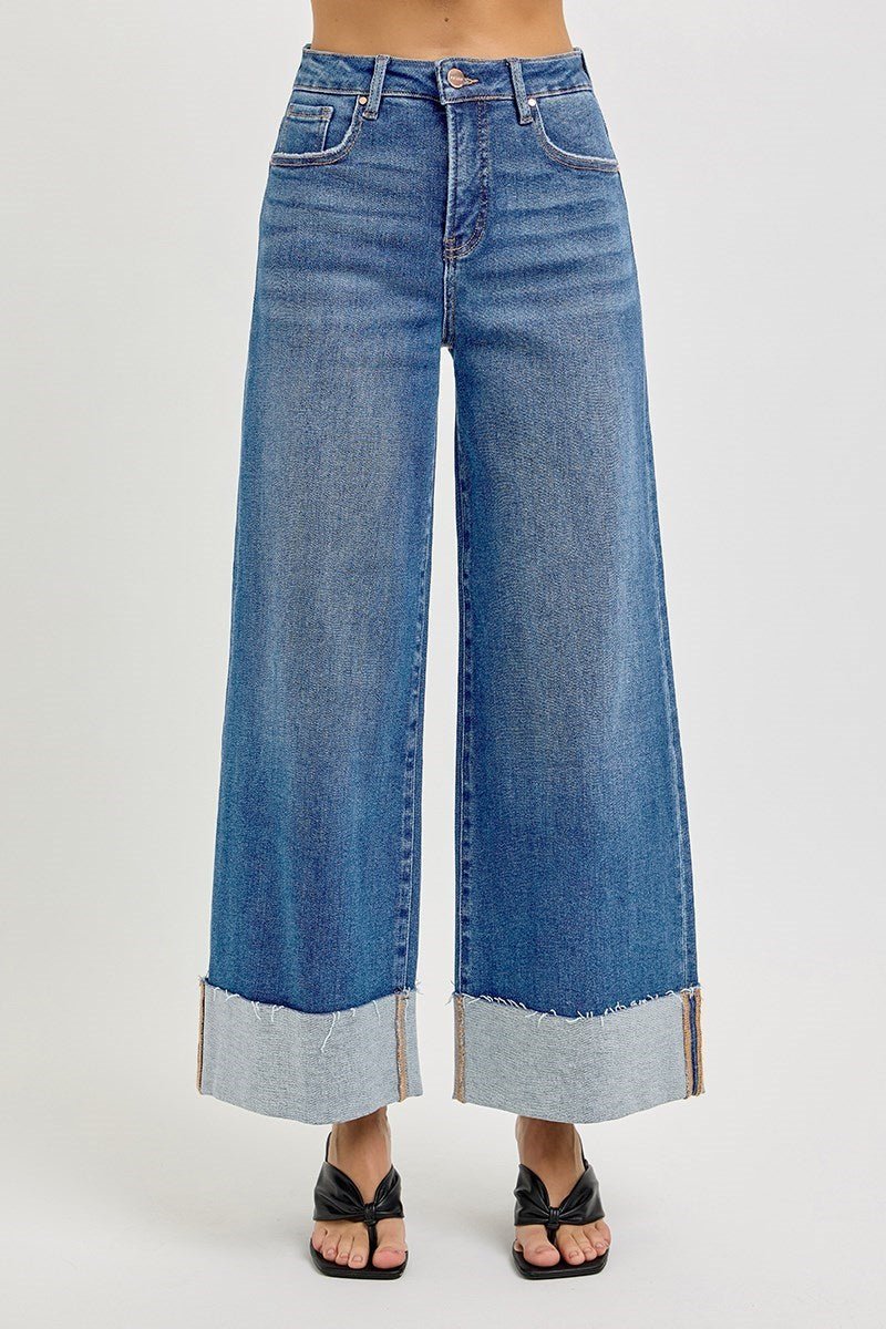 Janie High Rise Crop Wide Cuffed Jeans - MTT Collective