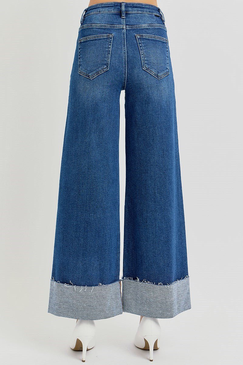 Janie High Rise Crop Wide Cuffed Jeans - MTT Collective