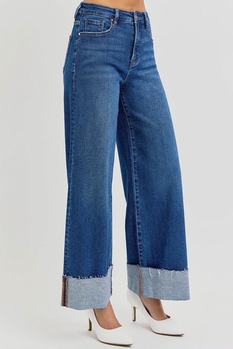 Janie High Rise Crop Wide Cuffed Jeans - MTT Collective